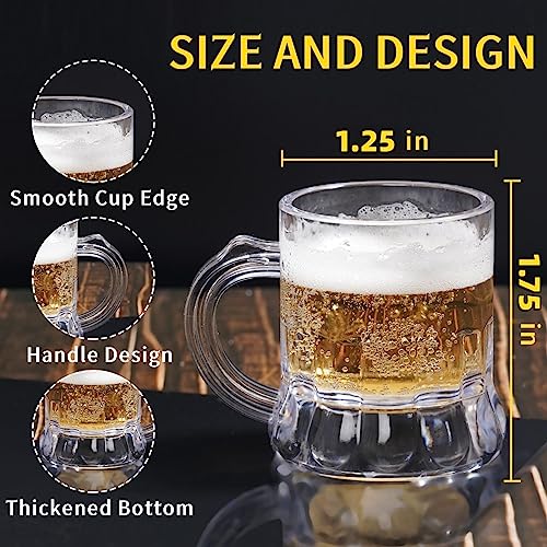 1 oz Mini Plastic Beer Mug Shot Glasses - 12 Piece Party Pack