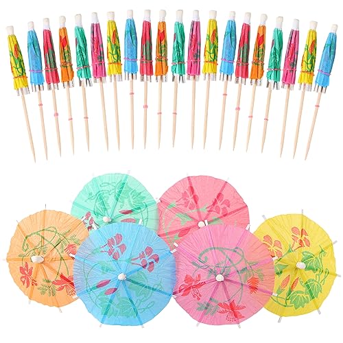 30 Pcs Colorful Cocktail Umbrellas Parasols Picks for Tropical & Party Drinks