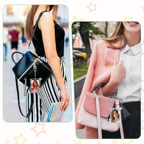 2Pcs Acrylic Star Photocard Holder Keychain with Metal Chain