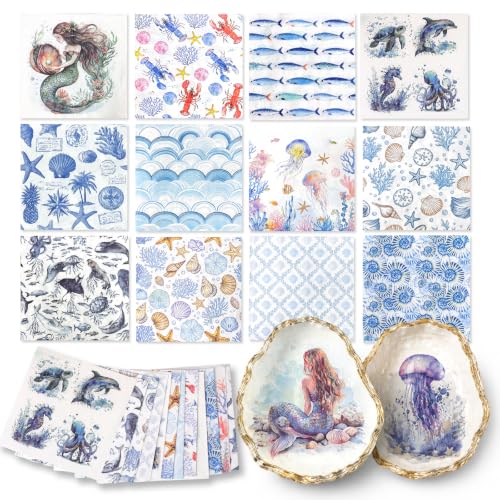60Pcs Ocean-Themed Cocktail Napkins Set - 12 Designs, 3-Ply Summer Beach Party Decor