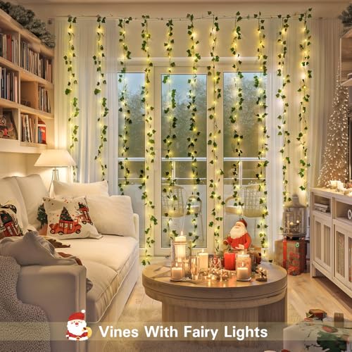 Artificial Ivy Vine Curtain Lights - 200 LED 6.5x6.5ft USB Fairy Lights