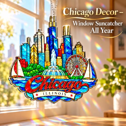 Centoleo Chicago Skyline Travel Ornament – 4.7 In Flat Acrylic, Hanging Chain Included
