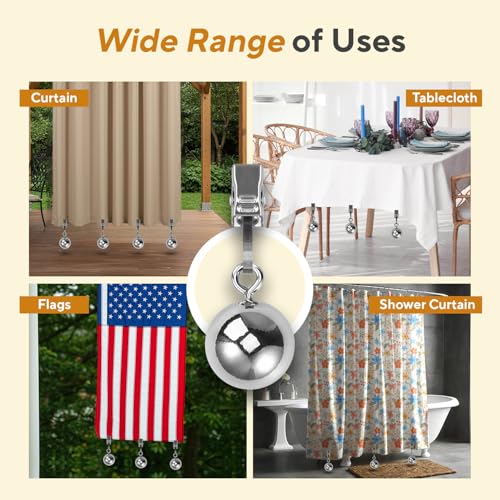 16 Pack Outdoor Curtain Weights Wind-Resistant Tablecloth & Flag Clips