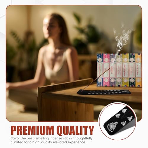 Hand-Rolled Masala Incense Sticks Variety Pack with Wooden Holder