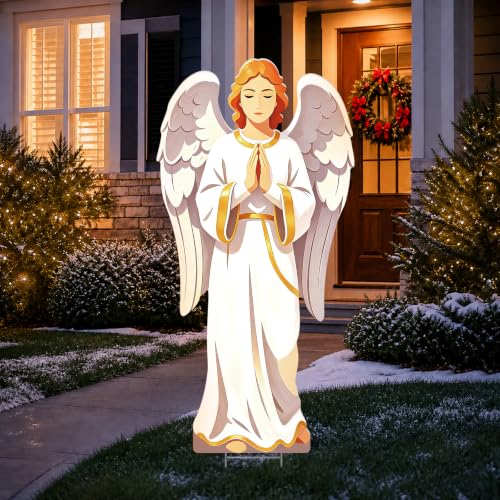 Angel Christmas Cardboard Cutout - 5.3 Ft Nativity Scene Decor, Religious Holiday Standee
