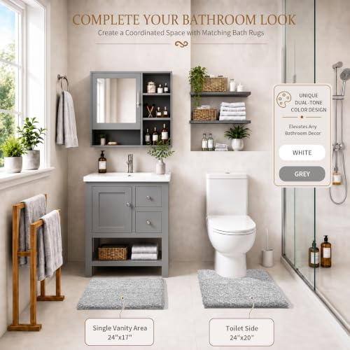 Yimobra Non-Slip Bathroom Rug, Ultra-Soft Absorbent Bath Mat 24x17