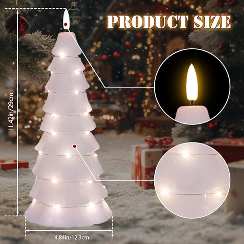JOIONE White Flameless Christmas Tree Candles with Remote & Flickering Flame - Large Battery Operated LED Decor
