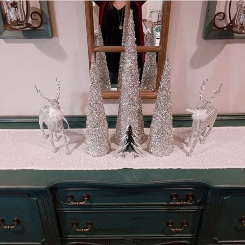 White Sequin Table Runner 12x72 Inches - 6 Pack for Weddings & Parties