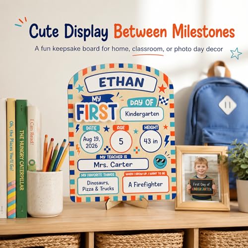 Reusable First and Last Day of School Sign - 10x12 Inch Wooden Milestone Board
