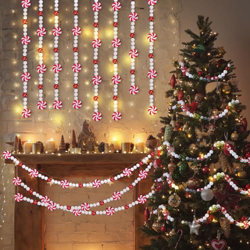 Gerrii 108 Ft Christmas Candy Cane Garland - Holiday Decorative String