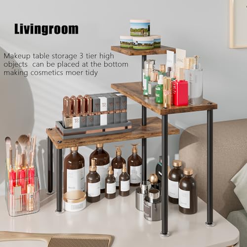 3-Tier Adjustable Corner Shelf Organizer for Kitchen and Bathroom Countertop