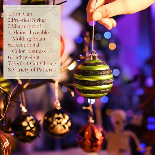 16-Count Vintage Halloween Tree Ball Ornaments - 2 Inch Shatterproof Set