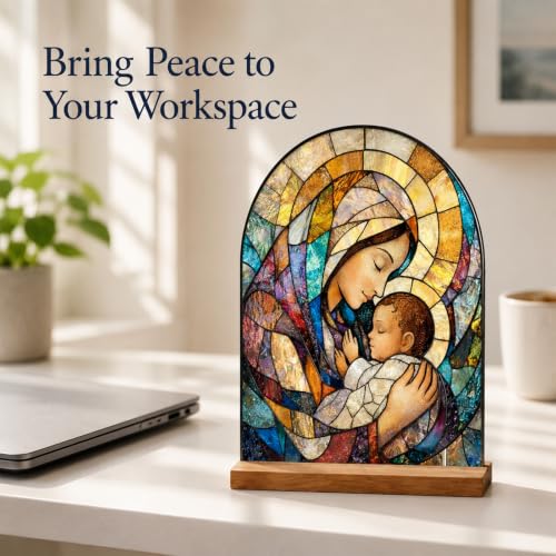 Blessed Mother Mary Statue Acrylic Tabletop Decor for Home Altar