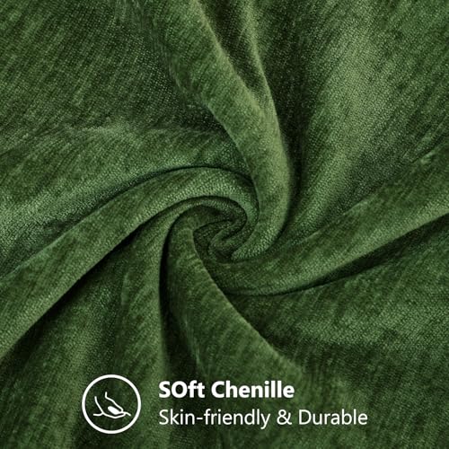 decorUhome Soft Chenille Moss Green Throw Pillow Covers 18x18 (Set of 2)