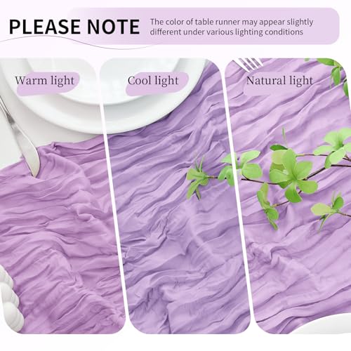 10-Pack Lavender Cheesecloth Table Runners, 17x108 Inch Gauze Fabric