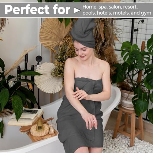 100% Cotton Bath Towels 24x48 - Ultra Soft & Absorbent Grey Set of 6