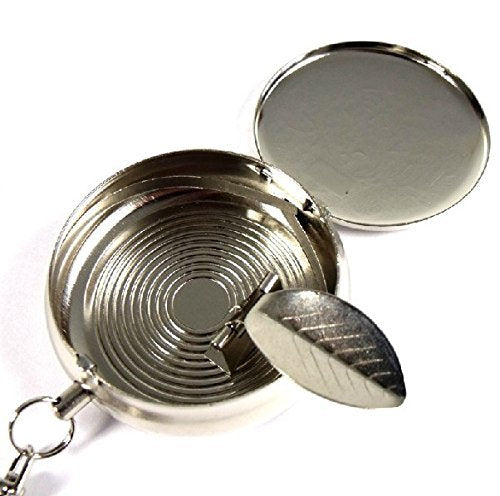 Portable Stainless Steel Pocket Ashtray with Keychain and Cigarette Snuffer
