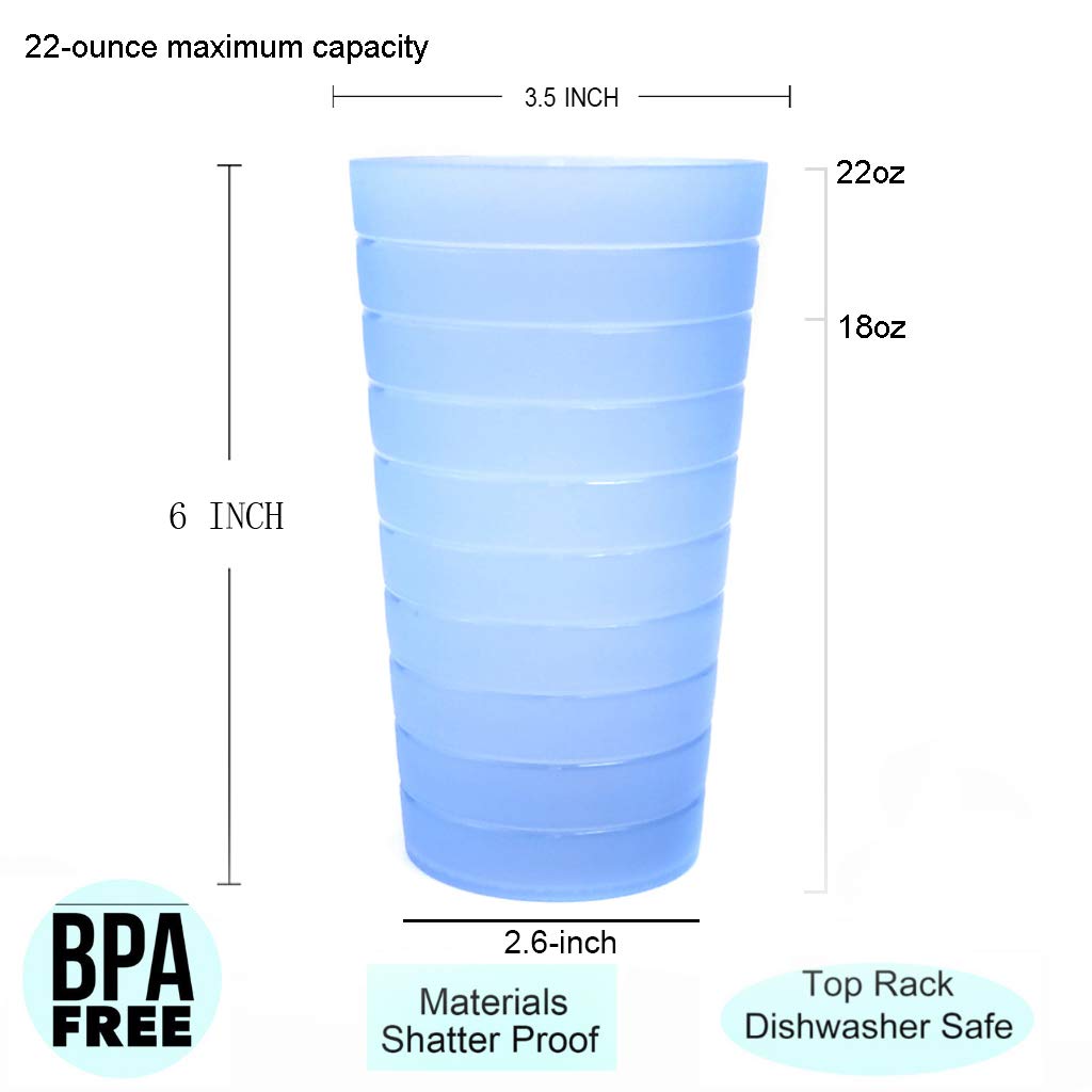 KX-WARE Mixed Drinkware 22-ounce Plastic Tumblers/Drinking Glasses/Party Cups/Iced Tea Glasses, Set of 12 Multicolor | Unbreakable, Dishwasher Safe, BPA Free