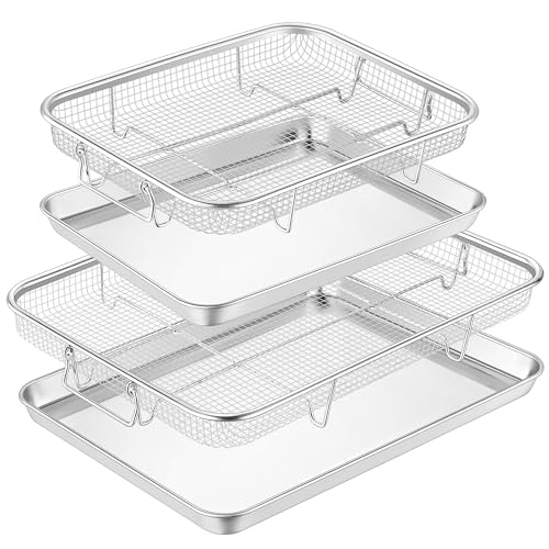 Stainless Steel Air Fryer Basket and Tray Set, 2-Piece Oven Rack