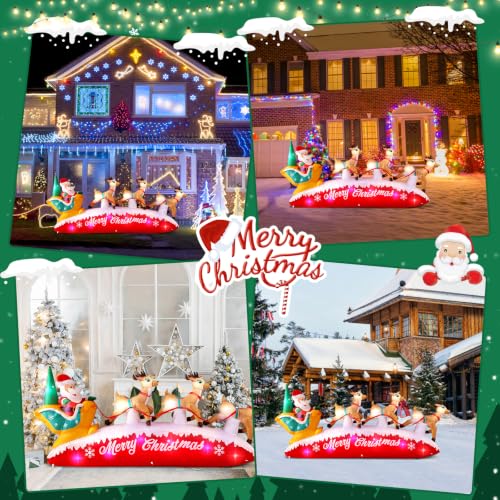 Danxilu 10FT Santa Sleigh Inflatable with Reindeer & LED Lights - Christmas Decor