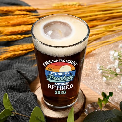 Retired 2026 Beer Glass - Funny Retirement Gift for Men