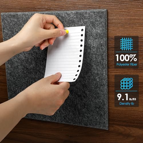 8-Pack Felt Bulletin Board Tiles 12x12 Inch - Sound Absorbing Wall Decor