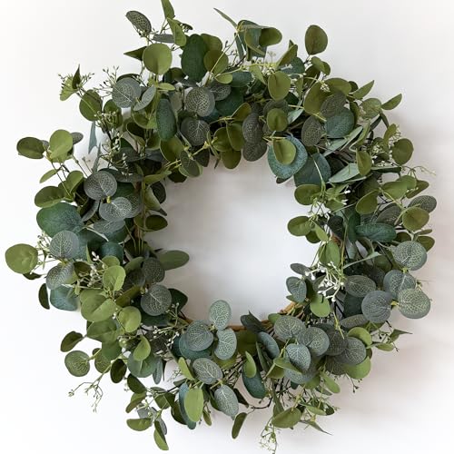 22-Inch Artificial Eucalyptus Wreath for Front Door, All-Season Greenery