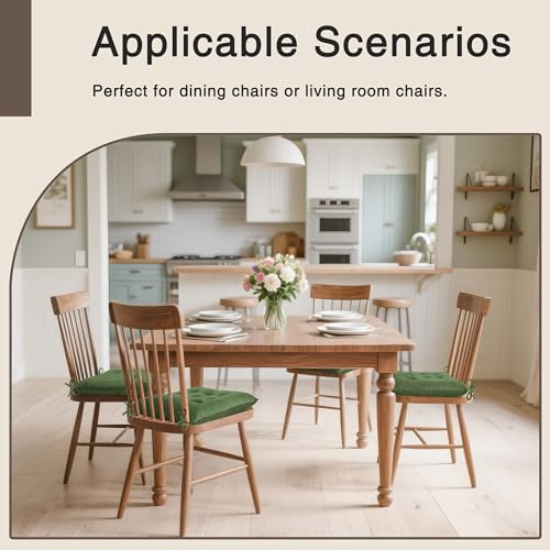 4-Pack Velvet Dining Chair Cushions, 15.5" Square Soft Seat Pads with Ties