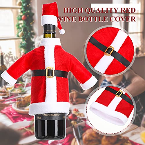 Irenare 8Pcs Santa Wine Bottle Covers & Hats Set – Christmas Bottle Decorations