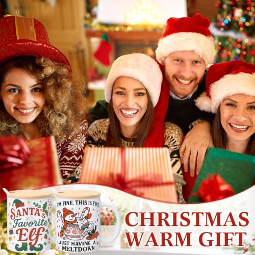 Modern 12-Piece Christmas Mug Set with Lids & Spoons - Employee Appreciation Gift