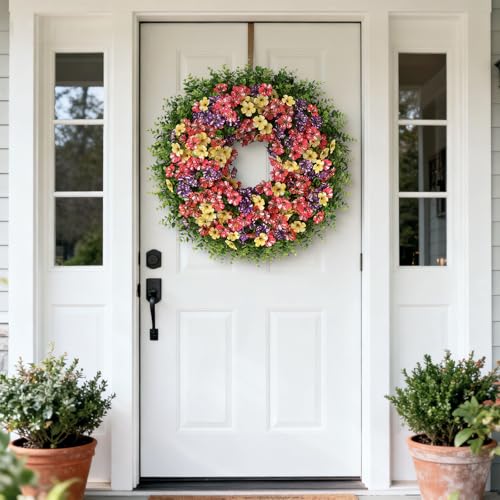 26-Inch Artificial Eucalyptus & Morning Glory Wreath for Front Door