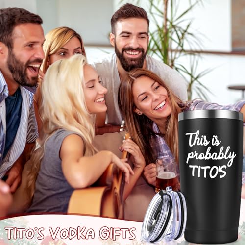 20oz Insulated Titos Vodka Travel Tumbler - Black, Funny Gift for Men Dad Husband Coworkers