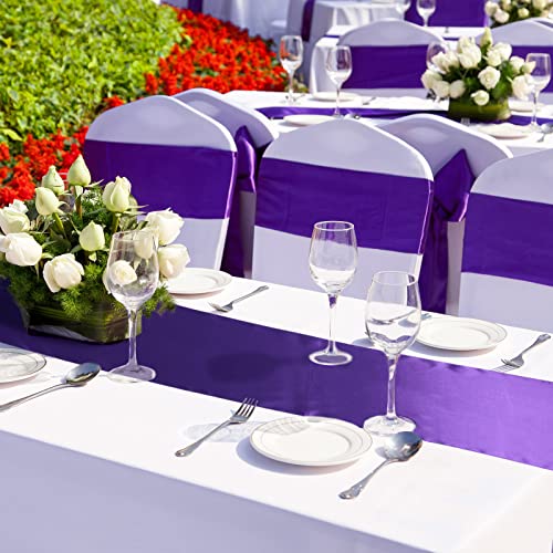Purple Satin Table Runner 12 x 108 in (6 Pack) - Bulk wedding decor