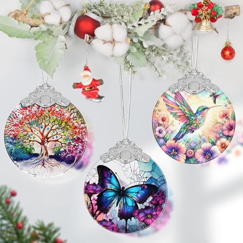 Touber Butterfly Stained Glass Ornament, 3x3.5 in – Christmas Tree Decor (Butterfly Variation)