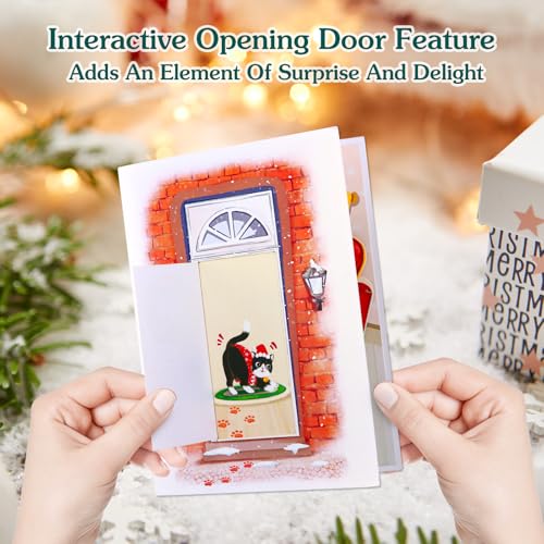 DISJOURNEY Tuxedo Cat 3D Pop Up Christmas Card with Envelope - 6 x 8 in (Variation: 62-Christmas Cat)