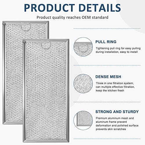 2-Pack Microwave Grease Filter - 13 x 6 Inch Range Hood Vent Mesh