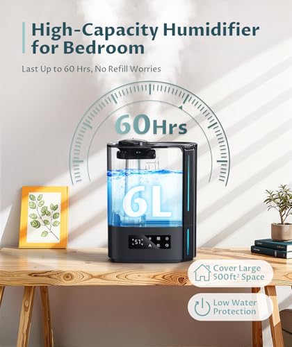 6L Smart Ultrasonic Cool Mist Humidifier for Large Rooms and Bedrooms