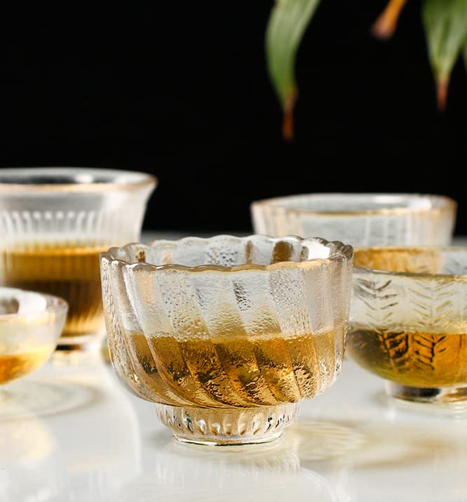 Rikyo Style G 6Pcs Japanese Sake Set Heat-Resistant Glass Cups 50ml