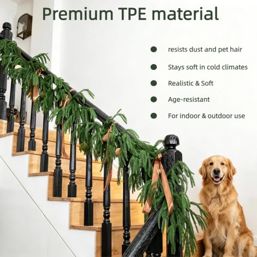 Tasruwat 9ft Norfolk Pine Garland - 2 Pack Extra Full Artificial Christmas Decor