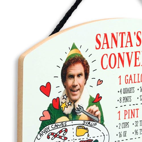 Elf Movie Santa's Conversions Hanging Wood Measuring Sign