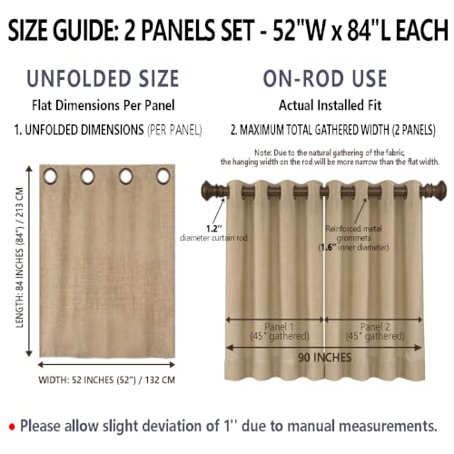 Manfei Camo Deer Antlers Blackout Curtains 52x84 in - 2 Panel Grommet Set, Blue Grey Plaid Patchwork