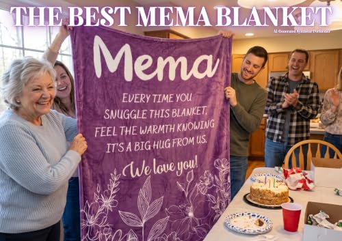 InnoBeta Mema Gift Flannel Throw Blanket 50x65 Purple Flowers - Cozy Grandma Gift for Mother's Day, Christmas, Birthday