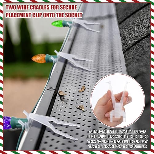 Colingmill 100 Pcs White Christmas Gutter Clips for Outdoor Lights and Gutter Guards