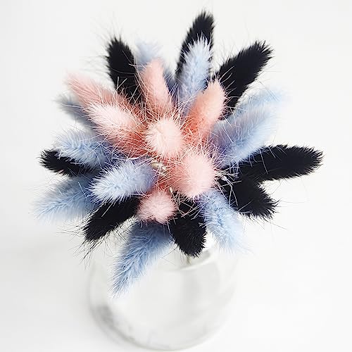 120 Pcs Blue Dried Pampas Grass & Bunny Tails Decor - 17" Boho Dried Flowers
