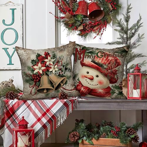 Lanpn Green 22x22 Christmas Throw Pillow Covers Set of 4 Holiday Decor