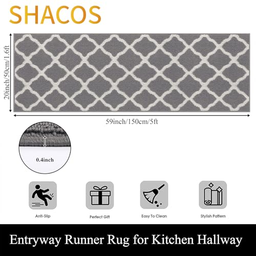Washable 20" x 59" Non-Slip Runner Rug, Indoor Dirt Trapping Floor Mat