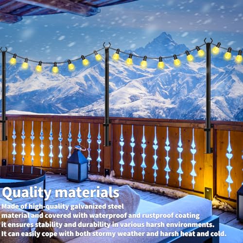 8 Pack 5ft String Light Poles for Deck & Patio - Rust-Resistant Steel