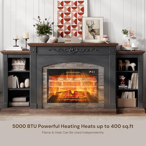 72" Electric Fireplace with Mantel, TV Stand for TVs Up to 80",
