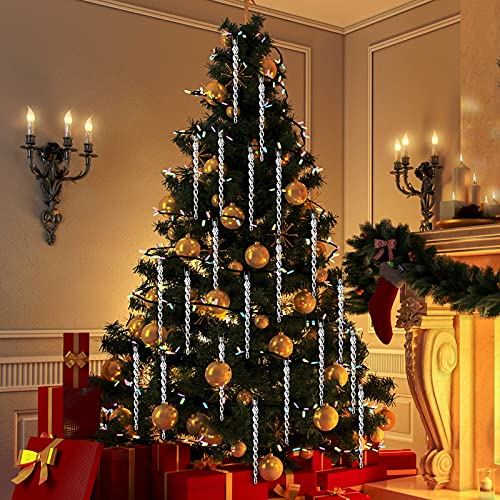 30 Pcs Christmas Plastic Icicle Twisted Plastic Icicle Ornaments Christmas Tree Hanging Decoration and Holiday Xmas Party Wedding Hanging(7.8 Inch,Clear)
