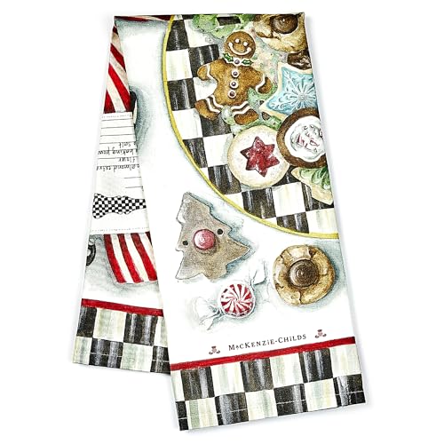 MacKenzie-Childs Christmas Cookie Recipe Cotton Dish Towel – 1-Pack, 18 x 26 in